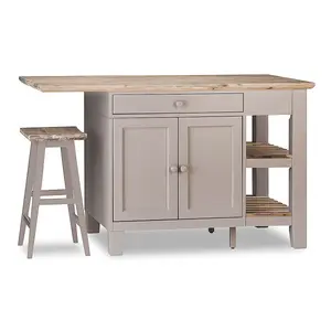 Florence Truffle Kitchen Island with Cupboard and Shelves