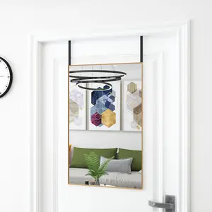 Berkfield Door Mirror Gold 50x80 cm Glass and Aluminium