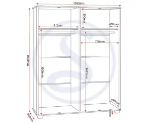 Oliver 4 Door Wardrobe Light Oak Effect