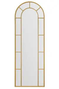 MirrorOutlet Arcus - Gold Framed Arched Full Length Leaner / Wall Mirror 67" X 24" (170CM X 60CM)