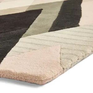 Beige Handmade Luxurious Modern Wool Abstract Rug Easy to clean Living Room and Bedroom-150cm X 230cm