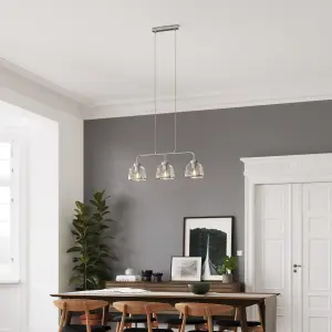 GoodHome Rothwell Bar Clear Chrome effect 3 Lamp LED Pendant ceiling light