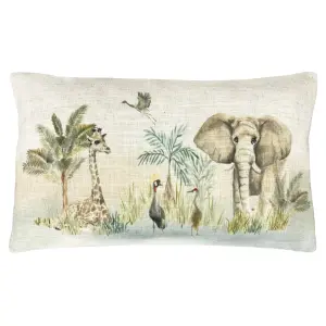 Evans Lichfield Kenya Scene Printed Feather Filled Cushion