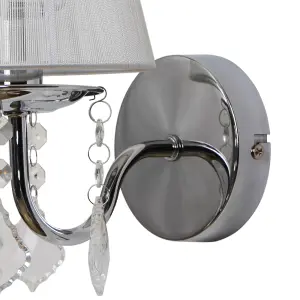 GoodHome Hovland Grey & white Chrome effect Wall light