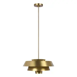 1 Bulb Ceiling Pendant Light Fitting Burnished Brass LED E27 60W Bulb