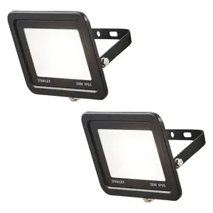 Litecraft 2 Pack Stanley Slimline Black 20 Watt LED IP65 Outdoor Wall Flood Light