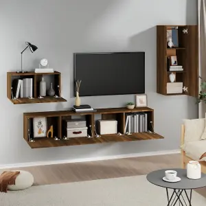 Berkfield 4 Piece TV Cabinet Set Brown Oak Engineered Wood