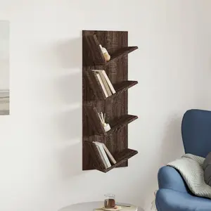 Alpen Home Wall Bookshelf 4-Tier Smoked Oak 33X16x90 Cm Brown Oak