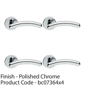 4 PACK - PAIR Arched Round Bar Door Handle on Concealed Fix Round Rose Polished Chrome