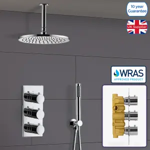 Calla Ceiling Round Concealed Thermostatic Mixer Valve Hand Held Shower Head Set