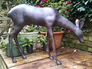 Grazing Doe Garden Sculpture Aluminium Decoration Extra Large