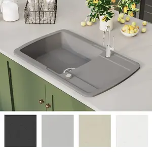 Berkfield Granite Kitchen Sink Single Basin Grey