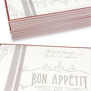 Bon Appetit Kitchen Dining Tabletop Counter Dinner Placemat Sheet Pads 12 Pads (600 Sheets)