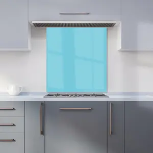 Sky Blue Premium Glass Kitchen Splashback W900mm x H750mm