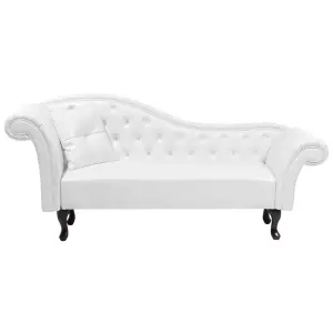 Left Hand Faux Leather Chaise Lounge White LATTES