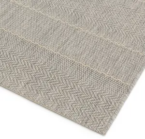 Beige Outdoor Rug, Striped Stain-Resistant Rug For Patio Decks Garden Balcony, 4mm Modern Outdoor Rug-120cm X 170cm