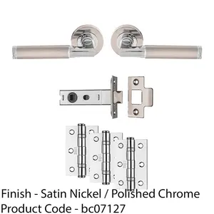 Premium Door Handle & Latch Pack - Chrome & Nickel Straight Bar Lever Round Rose