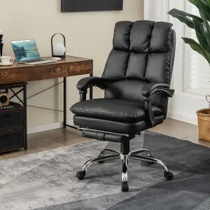 Costway Office Desk Chair Ergonomic Padded Reclining Chair W/Retractable Footrest