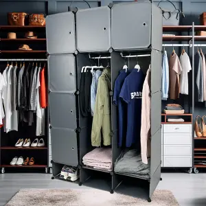 15 Cube Wardrobe Portable Interlocking Plastic Modular Closet Organiser Cabinet