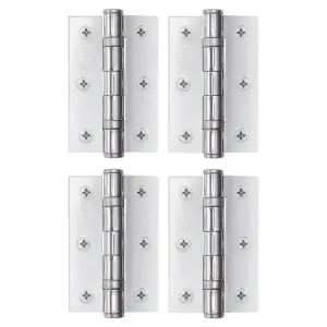 AFIT Polished Chrome Door Hinges - 3 Inch / 76mm  Internal Fire Door Hinges - 2 Pairs