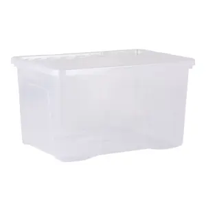 Wham Crystal 10 x 60L Plastic Storage Boxes with Lids. Large Size, Strong. Made in the UK Clear