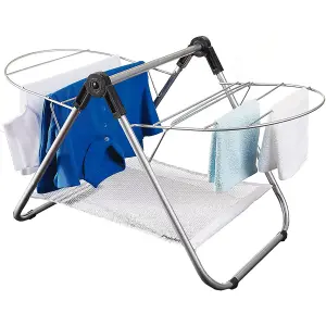 Countertop Drying Rack - Tabletop Clothes Horse Airer with Mesh Shelf and Drying Wings 74 x 43 x 41cm