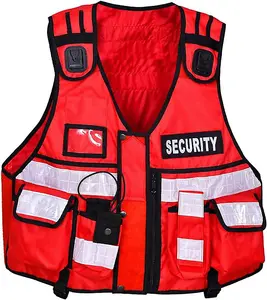 RAC3 High-Vis Security Vest, Full Corduroy, Body Camera Mounts, Multiple Pockets , Fit upto 5XL, Available in 5 Color ( Red )