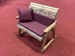 Bench Rocker with Cushions - W120 x D77 x H102 - Fully Assembled - Burgundy