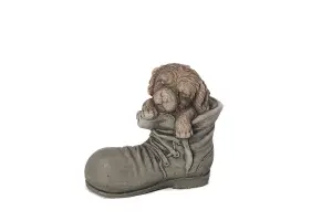 Dog in Shoe Stone Garden Ornament