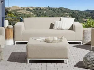 Outdoor Upholstered Sofa Garden Sofa ROVIGO Polyester Beige 3 Seater