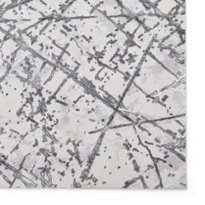 Silver Abstract Modern Easy To Clean Rug For Living Room Bedroom & Dining Room-160cm X 230cm