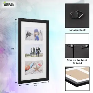 Arpan MDF Multi Aperture Photo Frame 3 Aperture 6x4 or 4x6" Black