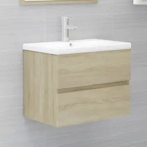 Berkfield Sink Cabinet with Built-in Basin Sonoma Oak Engineered Wood