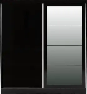 Nevada 2 Door Sliding Wardrobe in Black Gloss Finish