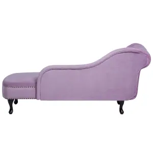 Left Hand Chaise Lounge Velvet Light Violet NIMES