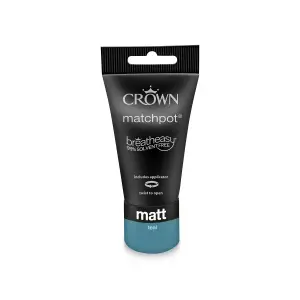 Crown Breatheasy Teal Matt Emulsion paint, 40ml