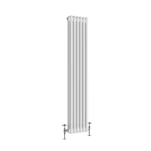 Right Radiators 1500x292 mm Vertical Traditional 3 Column Cast Iron Style Radiator White