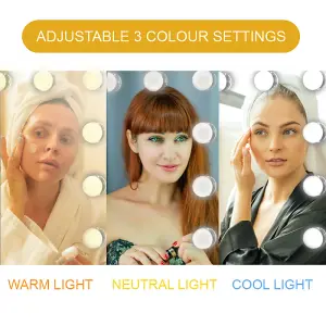 Matteo Hollywood Vanity Mirror 14 Dimmable 3 Colour LED Bulbs Touch Screen Tabletop 50x42cm