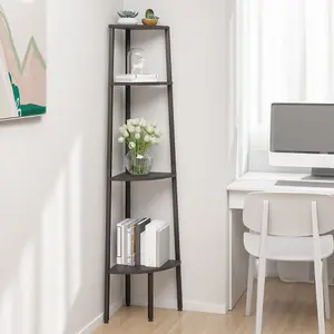 Berkfield 4-Tier Corner Shelf Black 45.5x31.5x150 cm