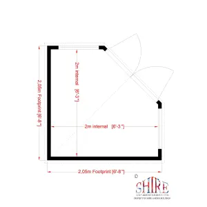 Shire Hampton 7x7 ft Toughened glass & 2 windows Pent Wooden Summer house