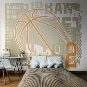 Origin Murals Modern Basketball Grey Paste the Wall Mural 350cm wide x 280m high