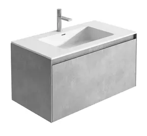 Rigel Concrete Wall Hung Bathroom Vanity Unit with White Basin (W)900mm (H)450mm