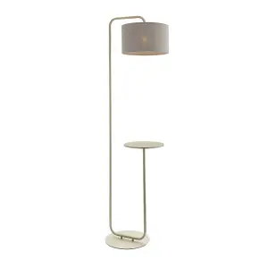 Luminosa Carrara Floor Lamp Satin Champagne Paint & Slate Grey Fabric