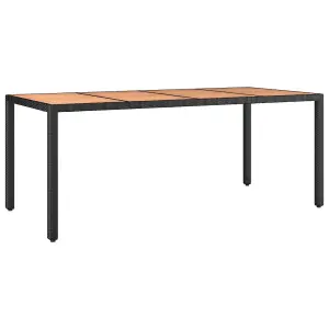 Berkfield Garden Table with Wooden Top Black Poly Rattan&Solid Wood Acacia