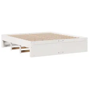 Berkfield Bed Frame without Mattress with Drawers White 180x200 cm Super King Solid Wood Pine