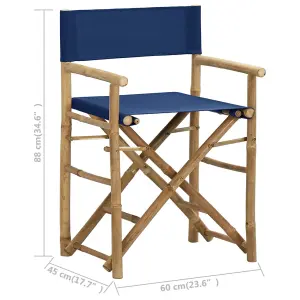 Berkfield Folding Director's Chairs 2 pcs Blue Bamboo and Fabric