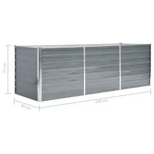 Berkfield Garden Raised Bed Galvanised Steel 240x80x77 cm Grey