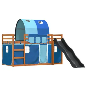 Berkfield Bunk Bed without Mattress with Slide and Curtains Blue 90x200 cm