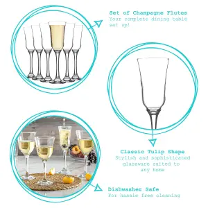 Argon Tableware - Tromba Champagne Flutes - 190ml - Pack of 6