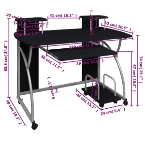 Berkfield Computer Desk Black 110x52x88.5 cm Engineered Wood